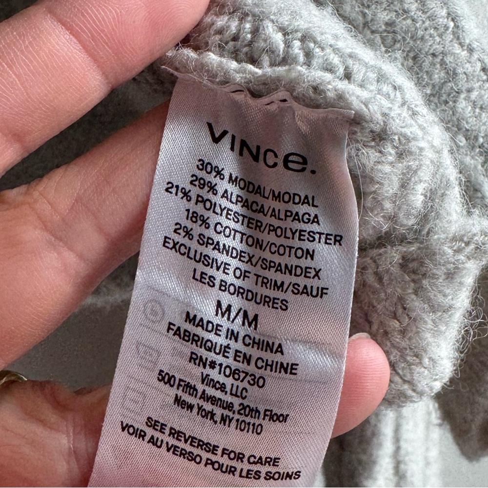 Vince Textured Alpaca-Blend Shawl Collar Batwing Sleeve Cocoon Cardigan medium - Picture 4 of 5